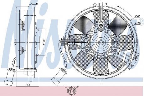 Диффузор радиатора охлаждения с вентилятором, в сборе NISSENS 85546