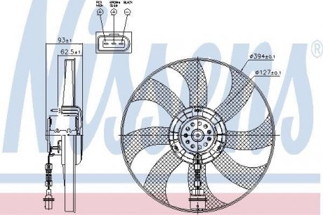 Вентилятор охлаждения двигателя - (6Q0959455N) NISSENS 85549 (фото 1)