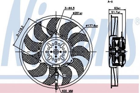 Вентилятор охлаждения двигателя - (4F0959455A) NISSENS 85692