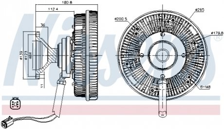 Гідромуфта Без Вентилятора Scania P/g/r/t Dc13.05-Dc13.147 >2004 Ø265Mm H-180.8Mm 4 Pin NISSENS 86143