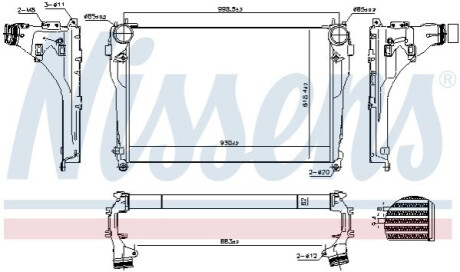 ChЕ‚odnica powietrza dolotowego pasuje do: MERCEDES ACTROS MP4 / MP5, ANTOS, AROCS 471.943-OM936.916 07.11- NISSENS 961565