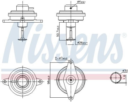 Клапан EGR Opel Astra G/Frontera/Omega B/Zafira A 2.0/2.2D 96-05 NISSENS 98470