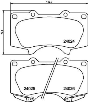 Комплект тормозных колодокLEXUS, TOYOTA, TOYOTA (FAW) GX (URJ15_), LX (_J2_), 4 RUNNER (_N21_), FJ C NISSHINBO NP1162 (фото 1)