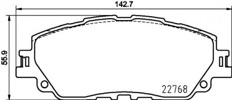 Колодки тормозные дисковые передние Toyota Camry V7 (17-)/ Toyota RAV-4 (17-) - (0446533480) NISSHINBO NP1167 (фото 1)