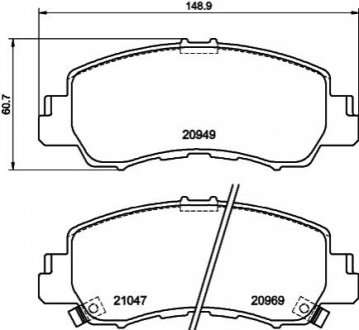 Колодки тормозные дисковые передние Mitsubishi Eclipse Cross (17-) NISS - (4605B481) NISSHINBO NP3057 (фото 1)