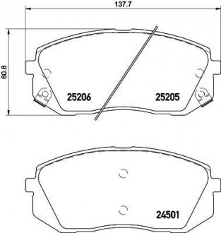 Колодки гальмівні дискові передні Hyundai i40, ix35 1.6, 1.7, 2.0 (11-)/Kia Sportage 2.0, 2.7 (04-) NISSHINBO NP6034 (фото 1)