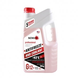 Антифриз G12+ -42C красный готовая жидкость 10 кг - Nowax NX10001 (фото 1)