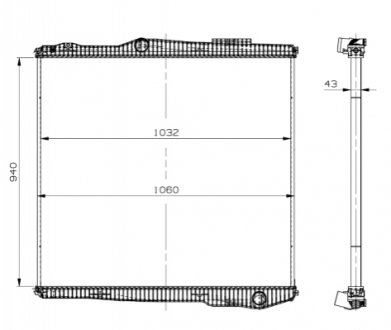 Радіатор Охолодження Scania P/g/r/t Dc16.03-Dt16.08 >2004 1048*940*40Mm (Без Рамки) NRF 509895