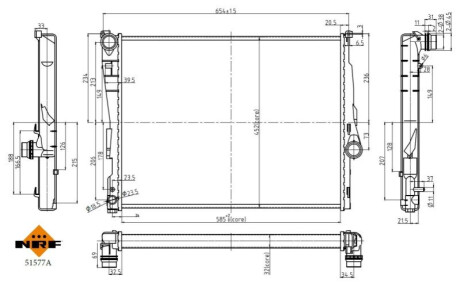 Радіатор охолодження BMW 3 (E46) 1.6/2.0i/2.0d 98-05 (M43/M47/M54) NRF 51577A