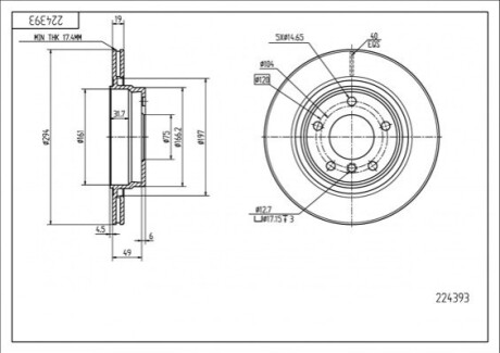 Диск гальмівний /T/BMW 328 98- OEM 224393