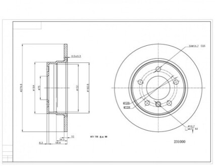 Диск гальмівний /T/BMW E87 04- OEM 231000