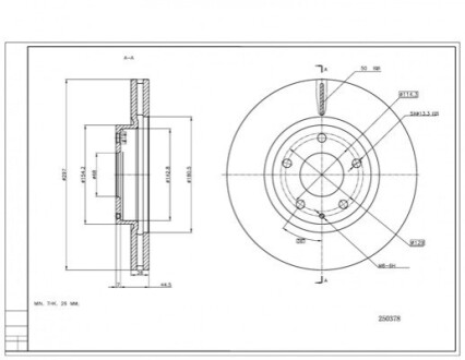 Диск гальмівний /P/MAZDA CX5 2.0I 11- OEM 250378