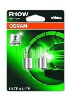 Лампа допоміжн. освітлення R10W 12V 10W BA15s Ultra Life (blister 2шт) (вир-во) OSRAM 5008ULT02B