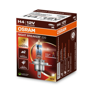 ЛАМПОЧКА H4 12V 60/55W NIGHT BREAKER+220% OSRAM 64193NB220