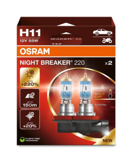 ЛАМПОЧКА H11 12V 55W NIGHT BREAKER+220% OSRAM 64211NB220-2HB