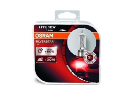 Автолампа Silverstar 2.0 H11 PGJ19-2 55 W прозрачная OSRAM 64211SV2HCB (фото 1)