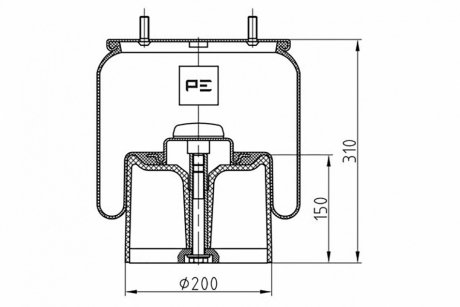 Кожух пневматической рессоры PE AUTOMOTIVE 084.082-74A