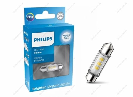 Автолампа Ultinon Pro6000 SV8,5 прозрачная PHILIPS 11854WU60X1