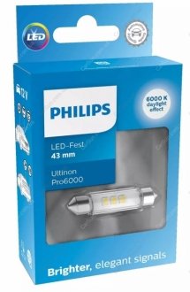 Автолампа Ultinon Pro6000 SV8,5 прозрачная PHILIPS 11866CU60X1