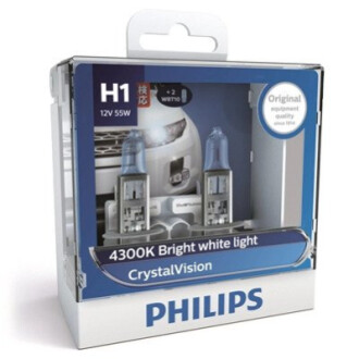 Автолампа CrystalVision H1 P14, 5s 55 W світло-блакитна PHILIPS 12258CVSM