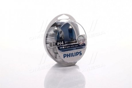 Автолампа CrystalVision H4 P43t-38 55 W 60 W синяя PHILIPS 12342CVS2