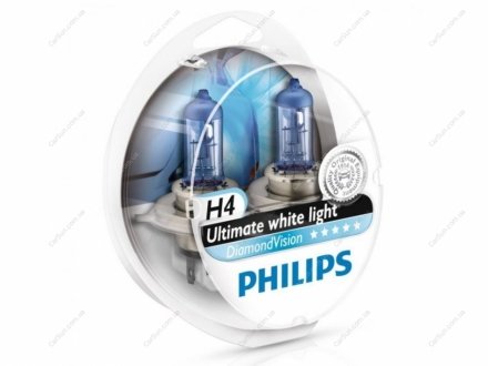 Автолампа DiamondVision H4 P43t-38 55 W 60 W синя PHILIPS 12342DVS2