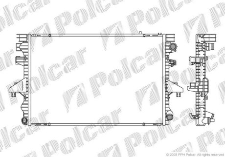 Радиатор VW T5 2.5TDI 04.03- Polcar 956808A2