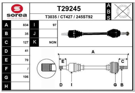 Піввісь Polcar T29245