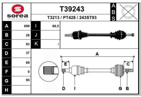 Піввісь Polcar T39243