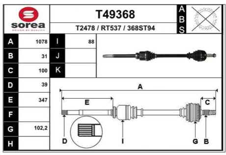 Піввісь Polcar T49368