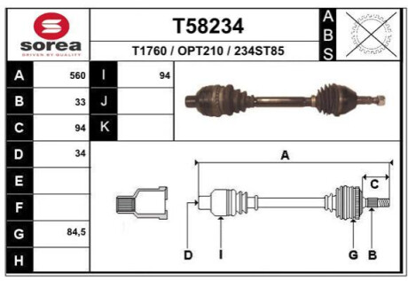 Піввісь Polcar T58234