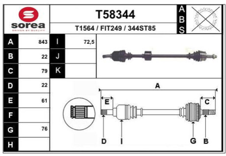 Піввісь Polcar T58344