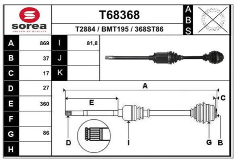 Піввісь Polcar T68368