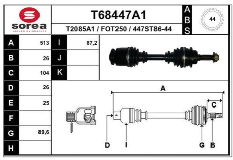 Піввісь Polcar T68447A1