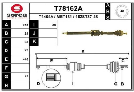 Піввісь Polcar T78162A