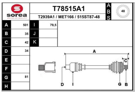 Піввісь Polcar T78515A1