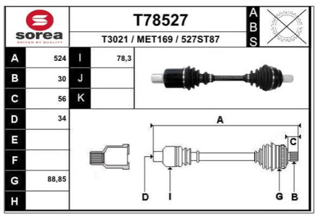 Піввісь Polcar T78527