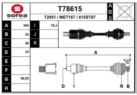 Піввісь Polcar T78615