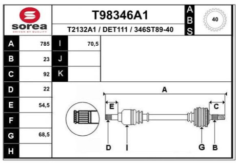 Піввісь Polcar T98346A1