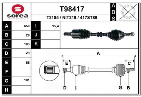 Піввісь QASHQAI / QASHQAI +2 Polcar T98417