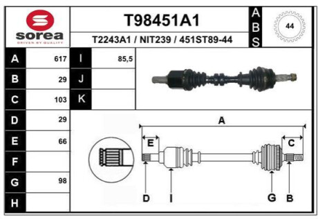 Автозапчасть Polcar T98451A1