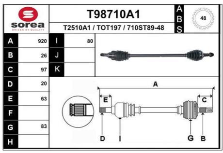 Піввісь Polcar T98710A1