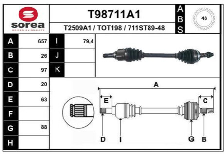 Піввісь Polcar T98711A1