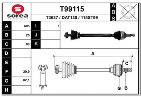 Піввісь Polcar T99115