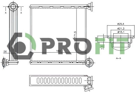 Радіатор пічки PROFIT 1760-0012