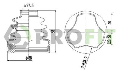 Пыльник шруса (наружный) Ford C-Max/Focus II 1.6/1.8TDCI 03-12 (31x75x115) PROFIT 2710-0007 XLB