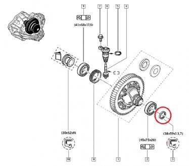 Сальник полуоси переднего редуктора RENAULT 383428H500