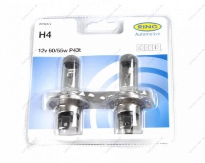 Автолампа H4 12V 60/55W P43t Halogen Headlamp Duo Box (2шт) Ring REW472 (фото 1)