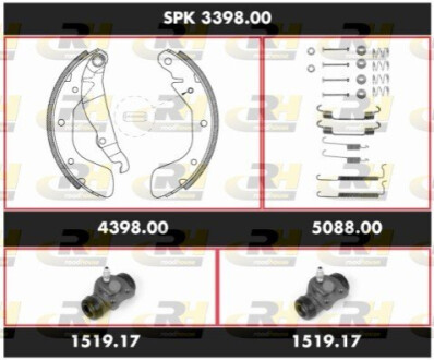 Комплект тормозов, барабанный тормозной механизм ROADHOUSE SPK 3398.00