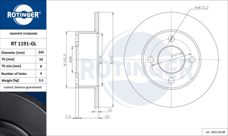 Автозапчастина Rotinger RT 1191-GL